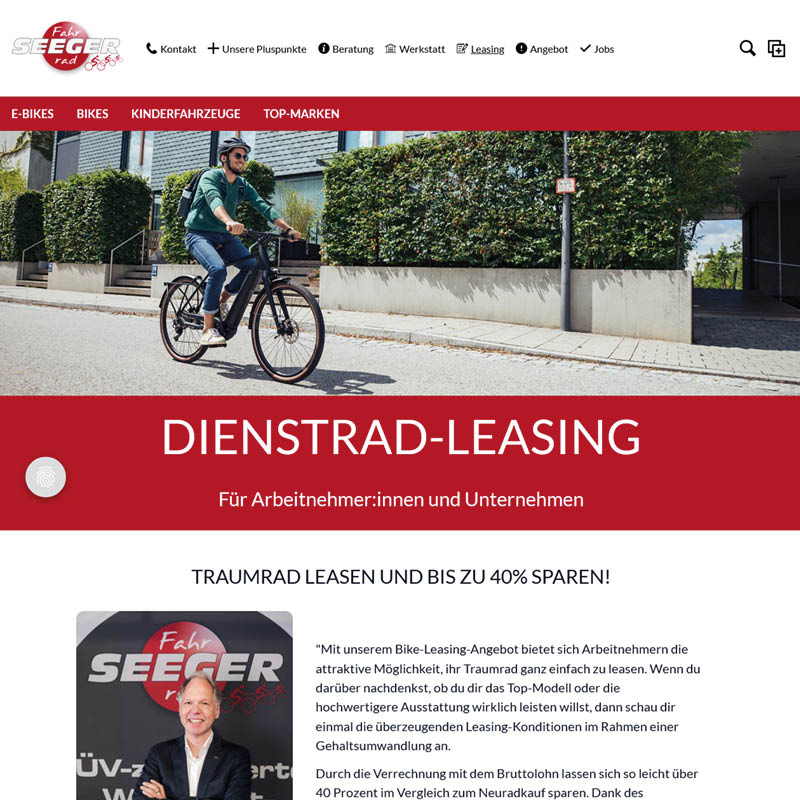 Website Fahrrad Seeger Leasing